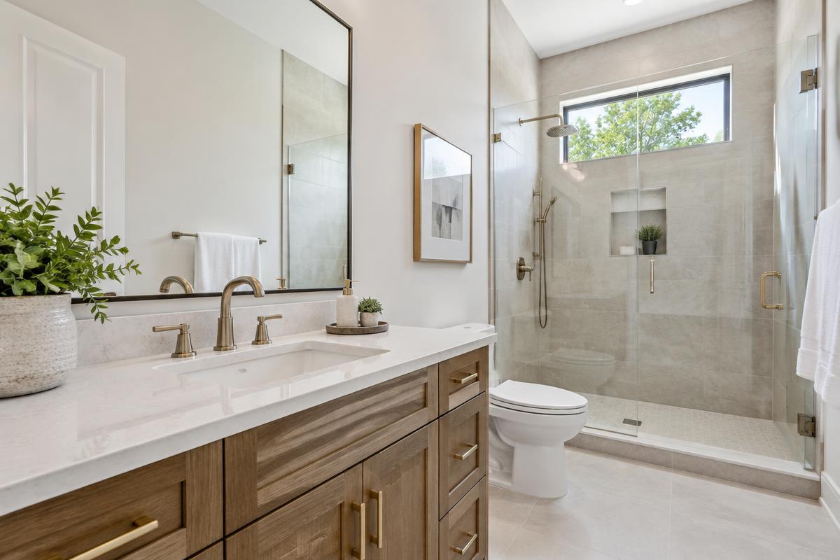 Completed bathroom plumbing and fixture upgrade